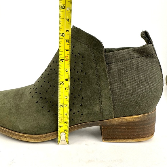 TOMS Deia Forest Suede Leather Perforated Ankle Bootie Size 7 - Picture 14 of 15